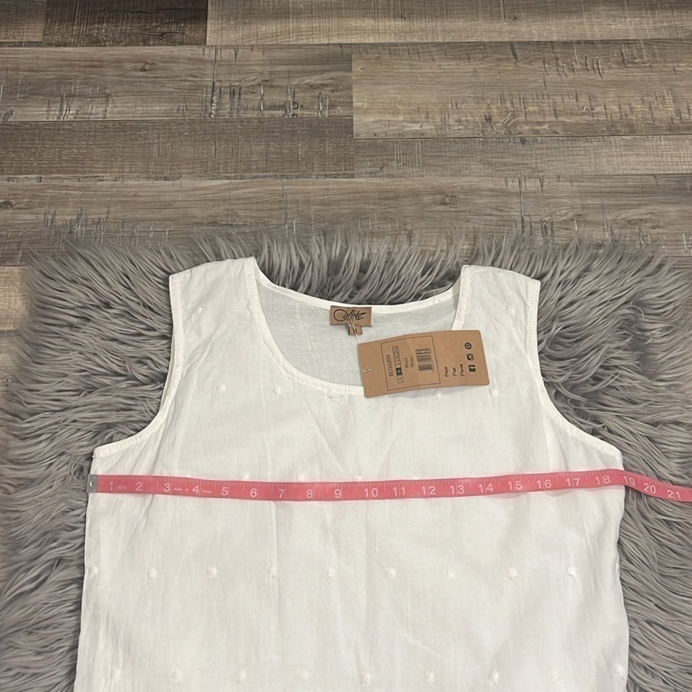 NWT Coline white cotton eyelet dress with attached waist tie M - Picture 4 of 8